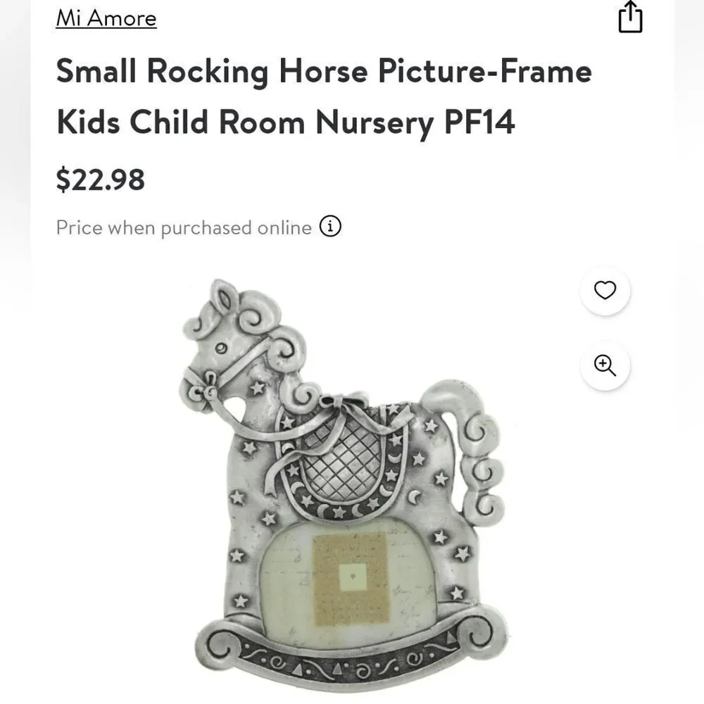 NIB - Mi Amore Rocking Horse Stars Pewter Picture Frame